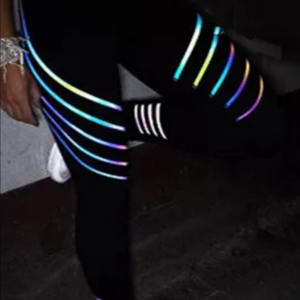 Reflective yoga pants rave festival glow joggers